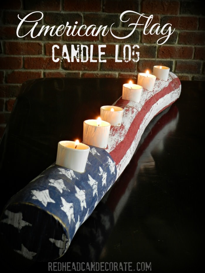 American Flag Candle Log