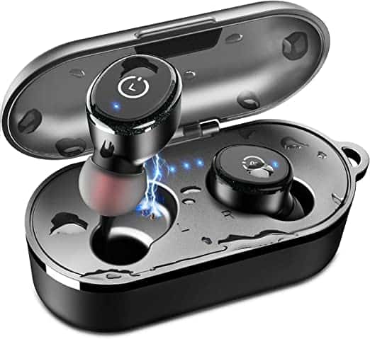 TOZO T10 Bluetooth 5.0 Wireless Earbuds with Wireless Charging Case IPX8 Waterproof TWS Stereo Headphones in Ear Built in Mic Headset Premium Sound with Deep Bass for Sport Black